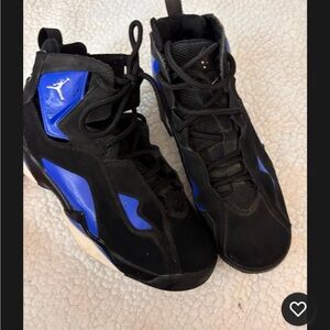 Jordan Black and Royal Blue High-Top Basketball Shoes